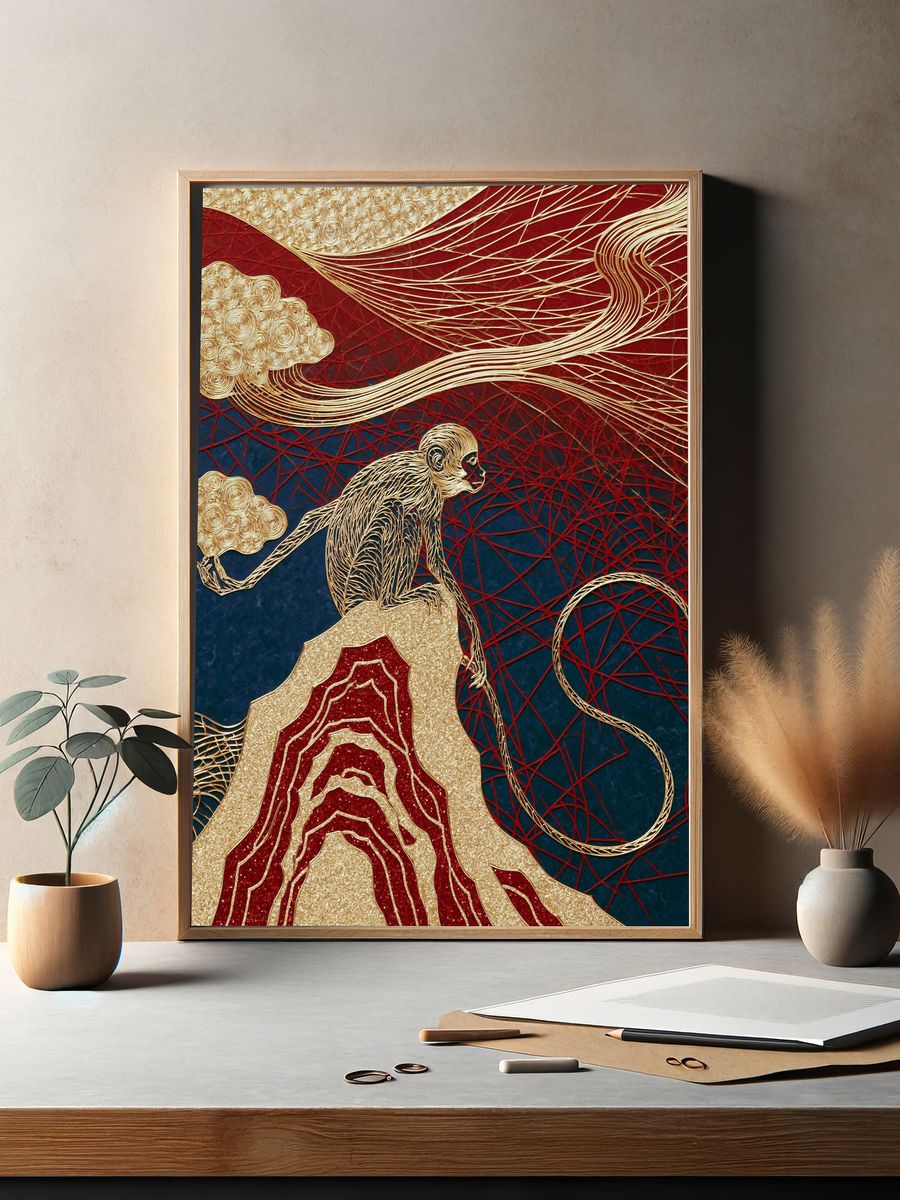 Golden Monkey Surrealism Poster. — room view 2