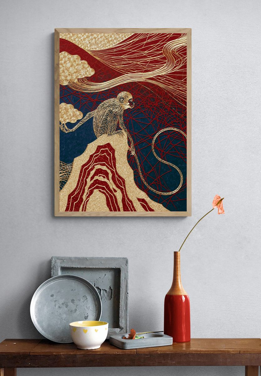 Golden Monkey Surrealism Poster. — room view 3