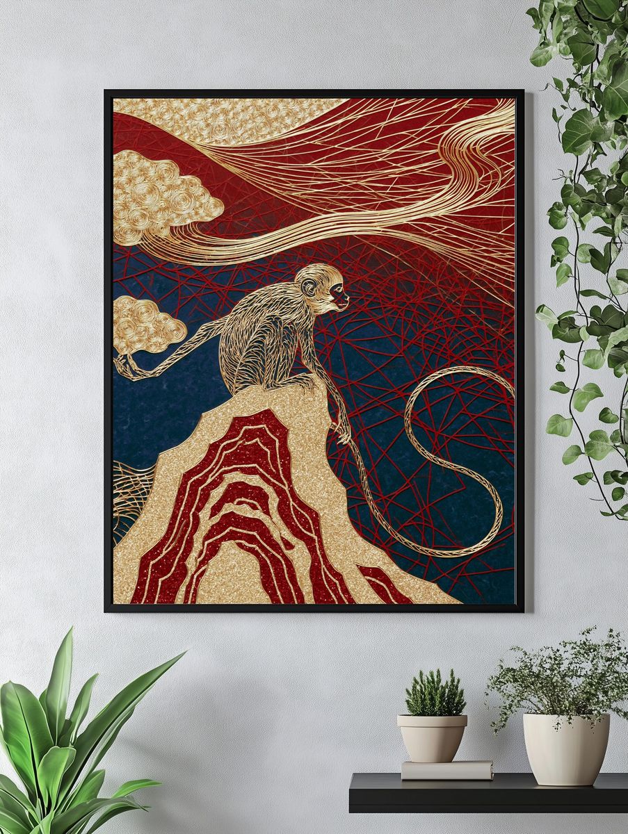 Golden Monkey Surrealism Poster. — room view 4