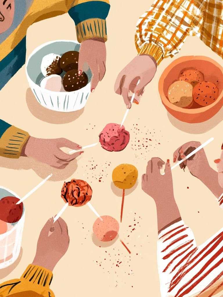 Kids Sharing Treats Illustration Poster. poster detail