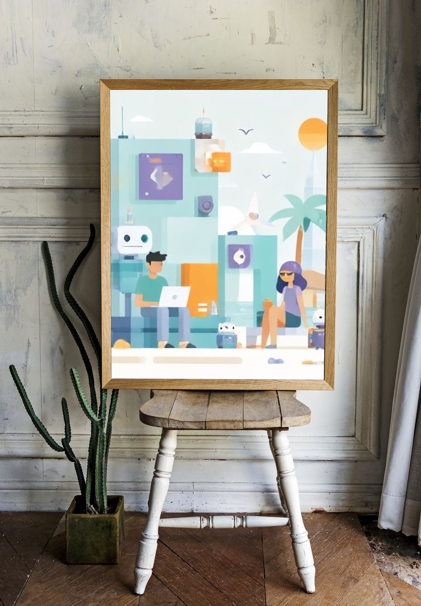 Futuristic Cityscape Illustration Poster. room preview