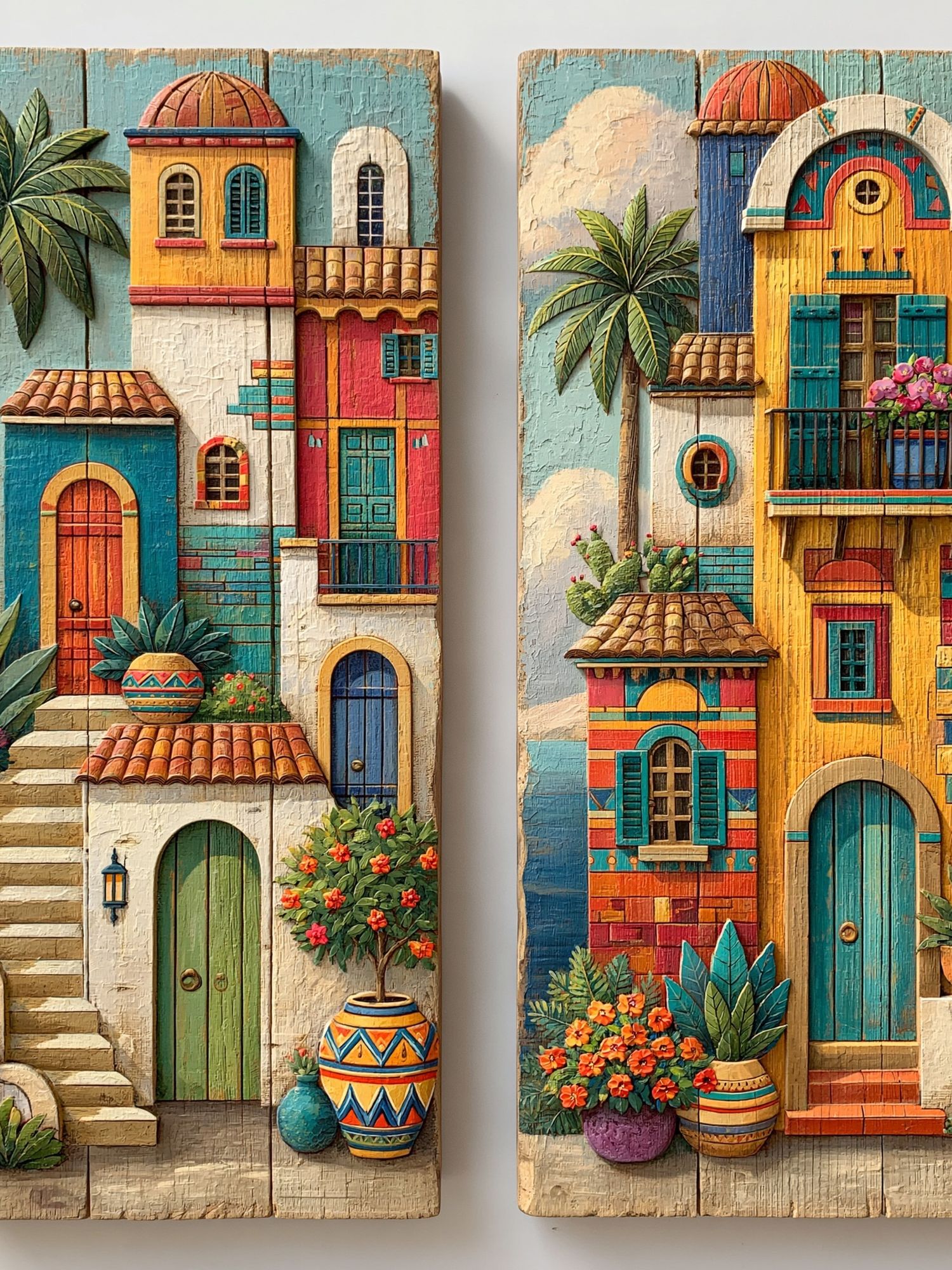 Colorful Mediterranean Houses Print. poster detail