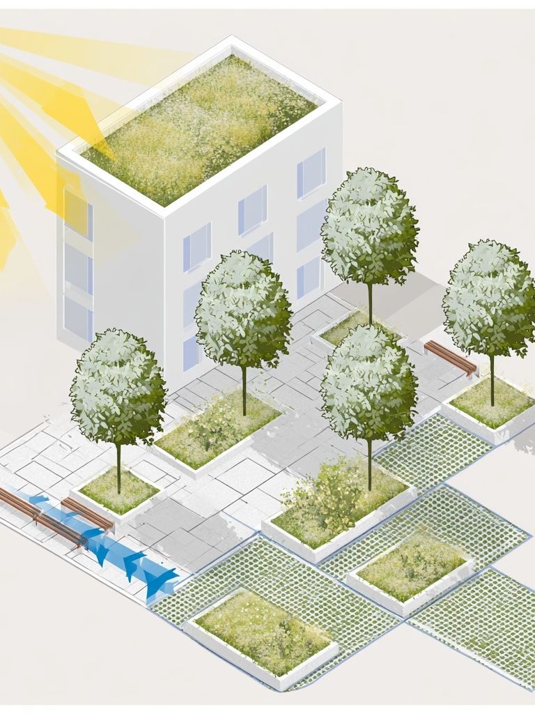 Urban Green Roof Illustration Poster. poster detail
