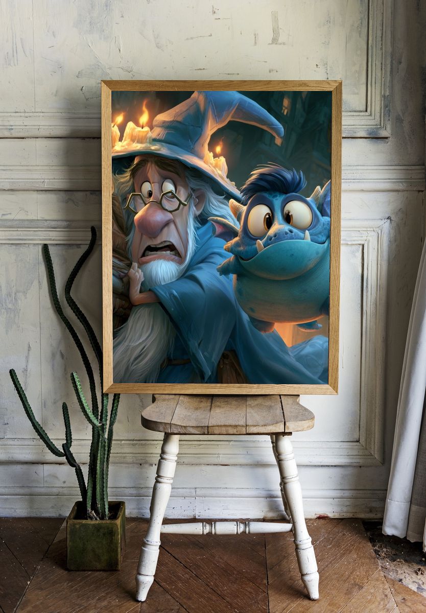 Wizard and Dragon Fantasy Poster. room preview