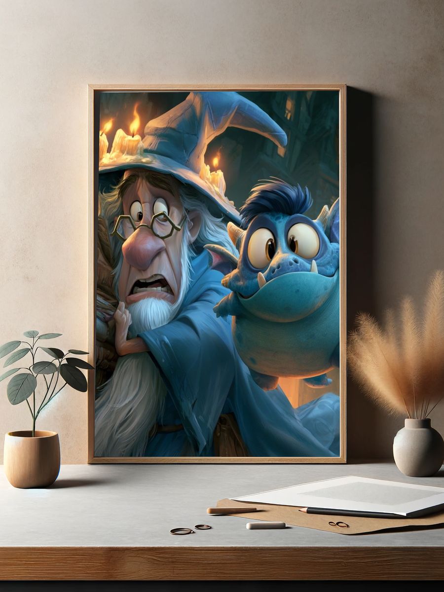 Wizard and Dragon Fantasy Poster. — room view 2