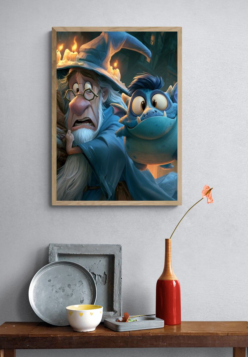 Wizard and Dragon Fantasy Poster. — room view 3