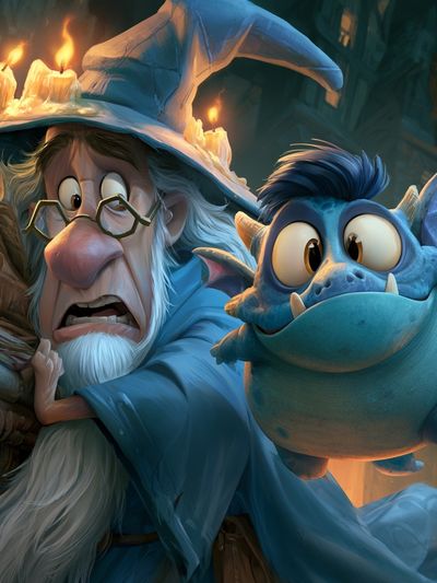 Wizard and Dragon Fantasy Poster.