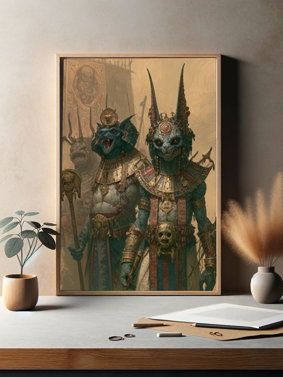 Ancient Demon Warriors Illustration Poster. — room view 2
