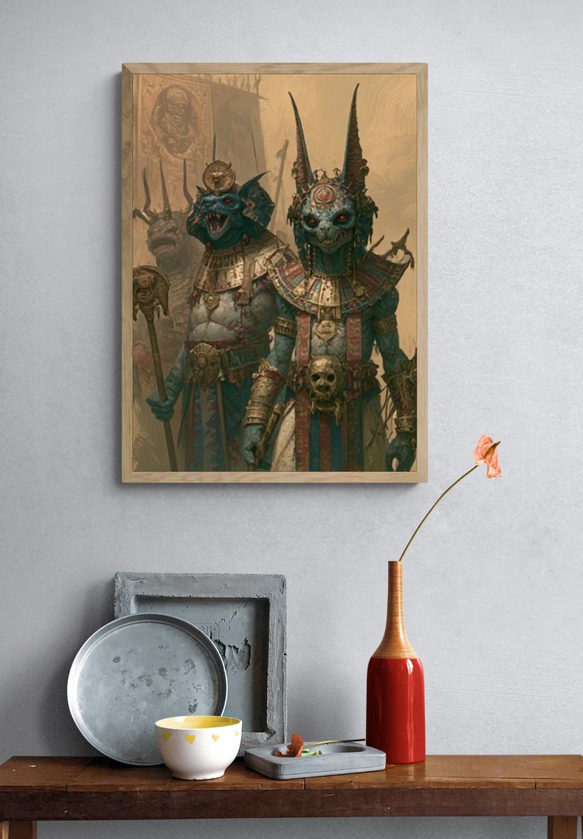 Ancient Demon Warriors Illustration Poster. — room view 3
