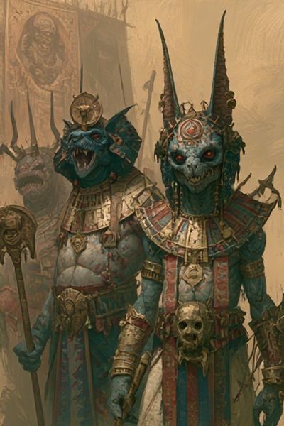 Ancient Demon Warriors Illustration Poster. poster