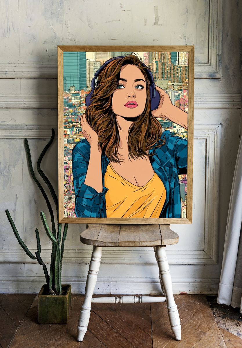 Girl Character Study Illustration Print. room preview
