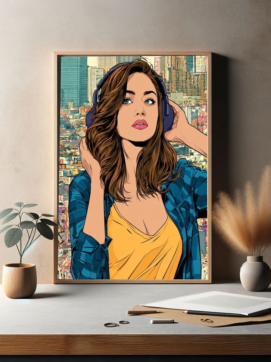 Girl Character Study Illustration Print. — room view 2