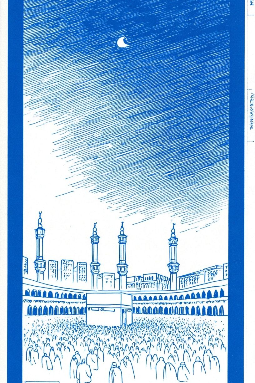 Kaaba at Night Illustration Poster. poster detail
