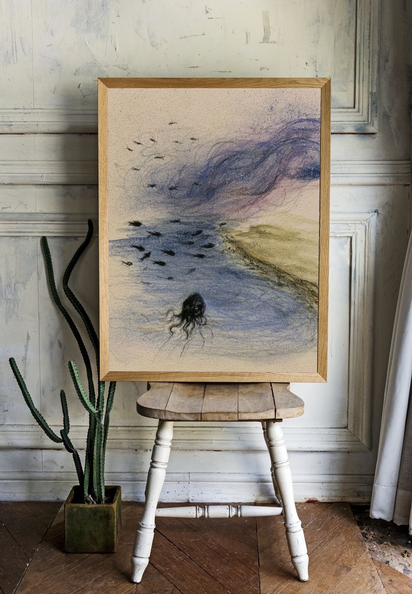 Dreamlike Jellyfish Illustration Poster. — room view 1