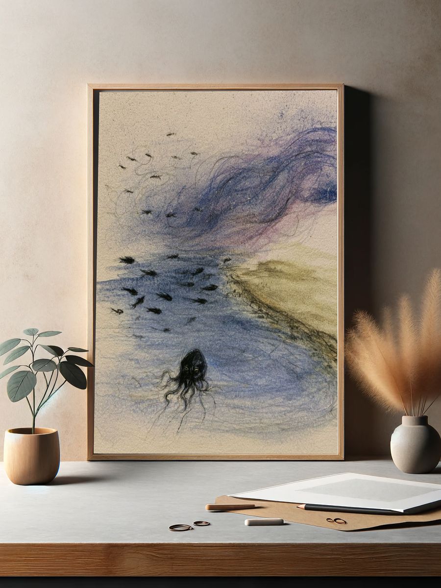 Dreamlike Jellyfish Illustration Poster. — room view 2