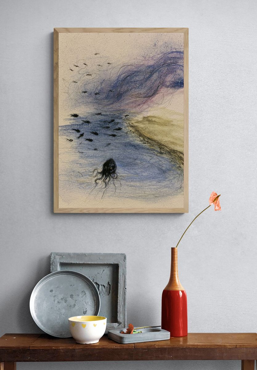 Dreamlike Jellyfish Illustration Poster. — room view 3