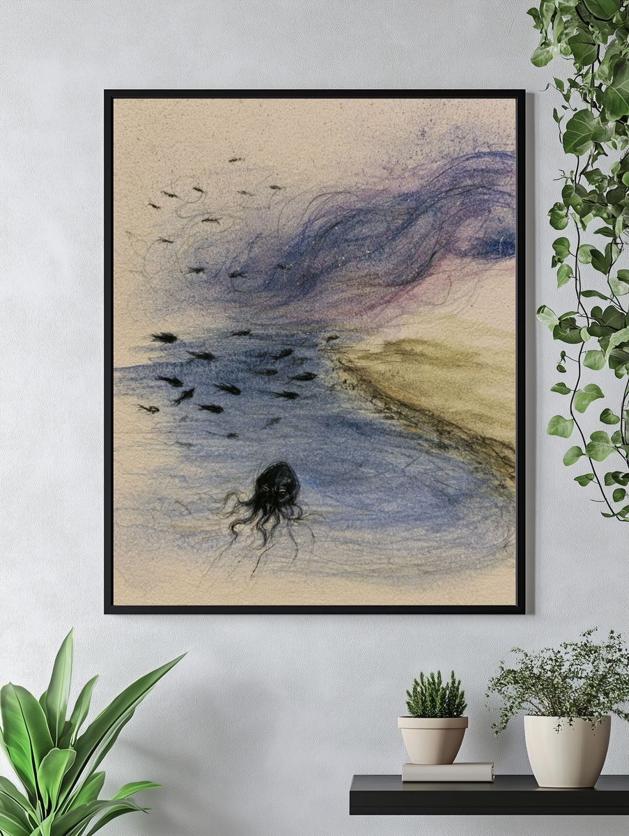 Dreamlike Jellyfish Illustration Poster. — room view 4