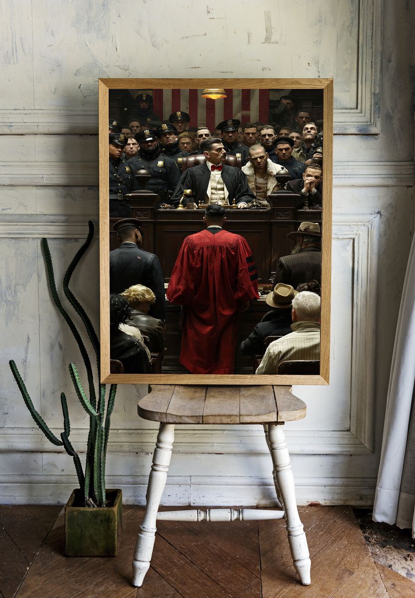 Courtroom Drama Illustration Poster. room preview