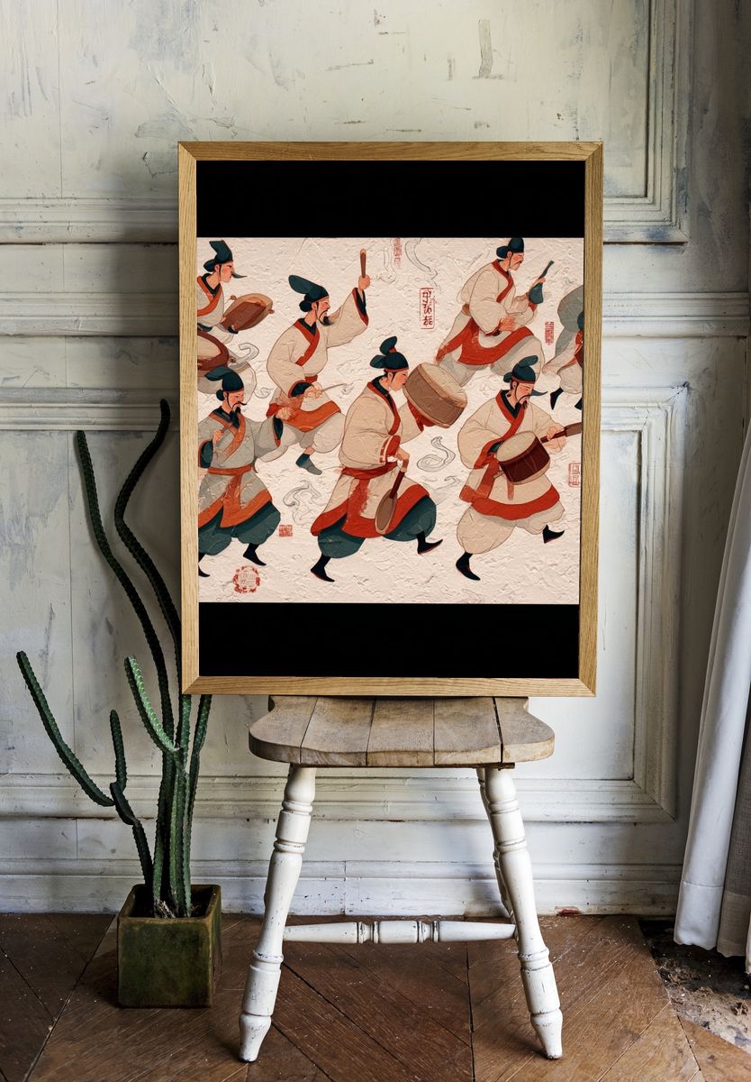 Korean Drummers Illustration Poster. room preview