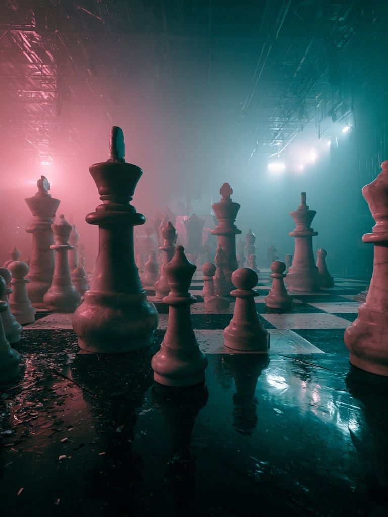 Neon Chessboard Dreamscape Poster. poster detail