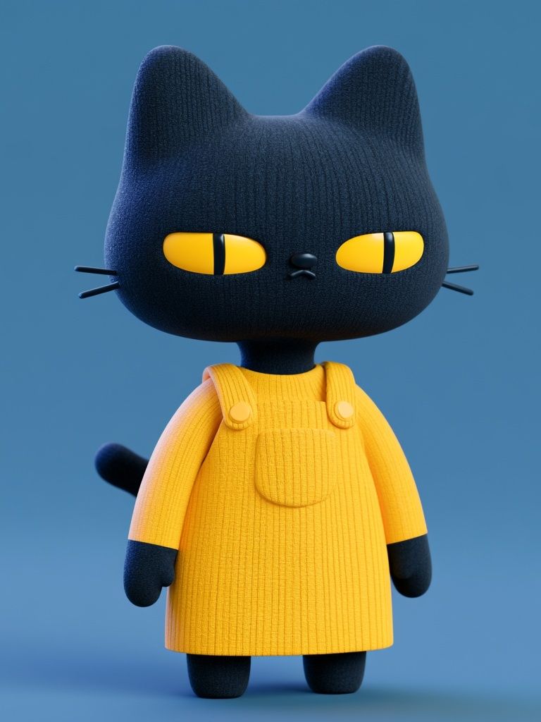 Cute Black Cat Illustration Poster. poster detail