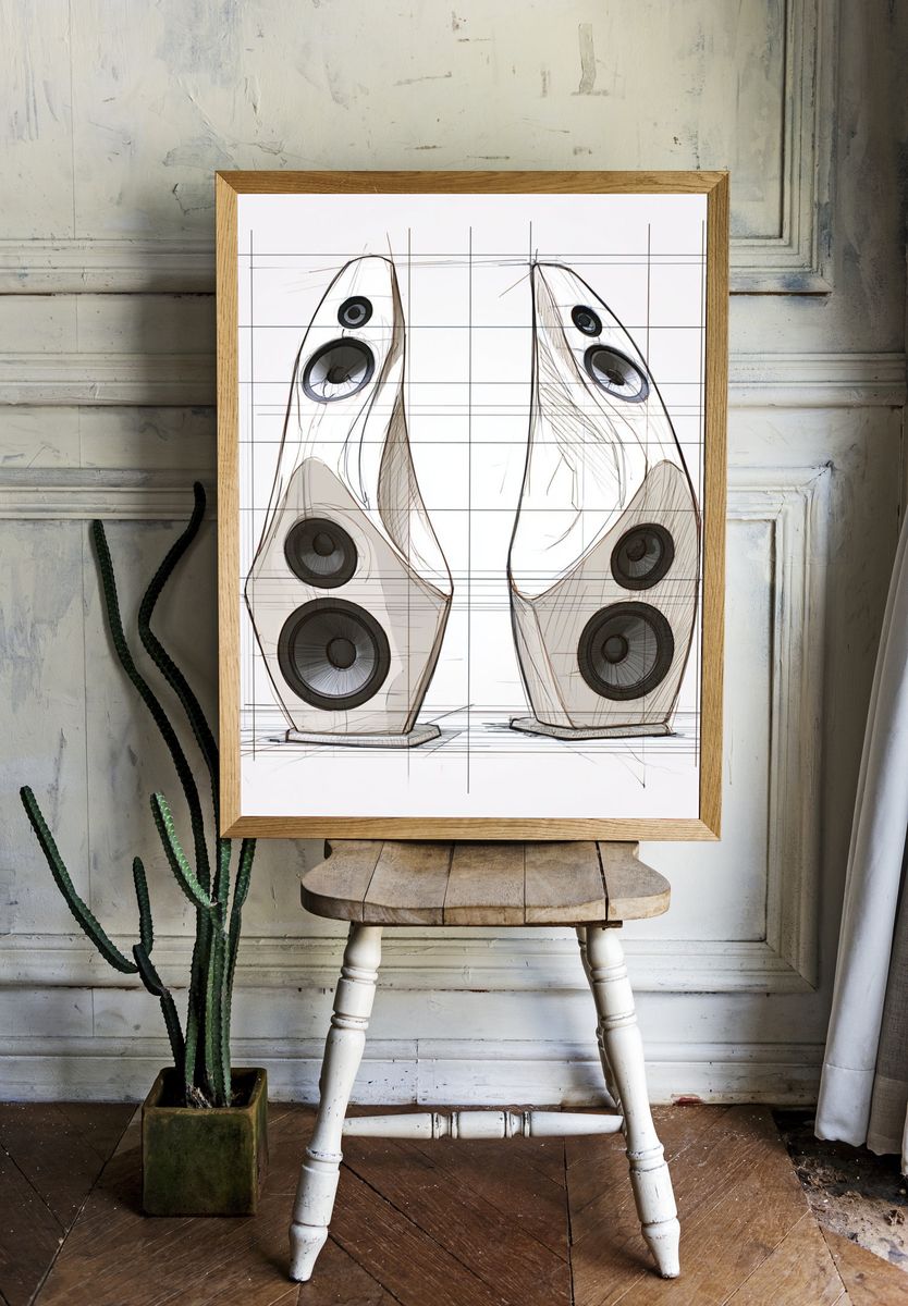 Modern Speaker Design Illustration Poster. — room view 1