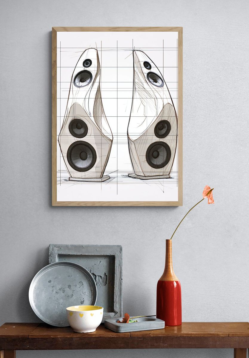 Modern Speaker Design Illustration Poster. — room view 3