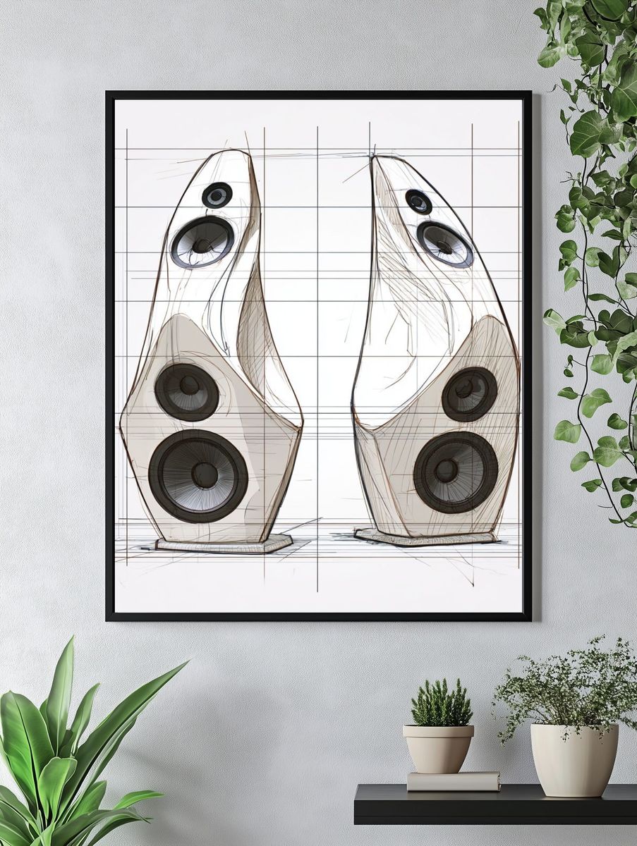 Modern Speaker Design Illustration Poster. — room view 4