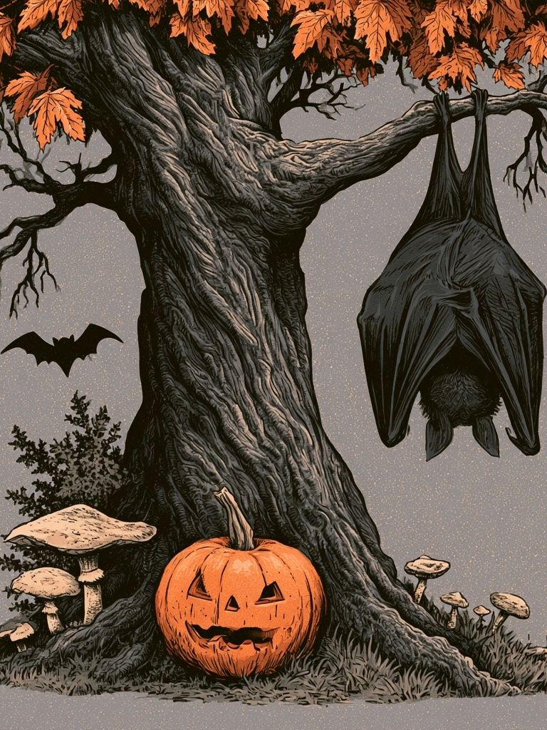 Halloween Tree Illustration Poster. poster — illustration art