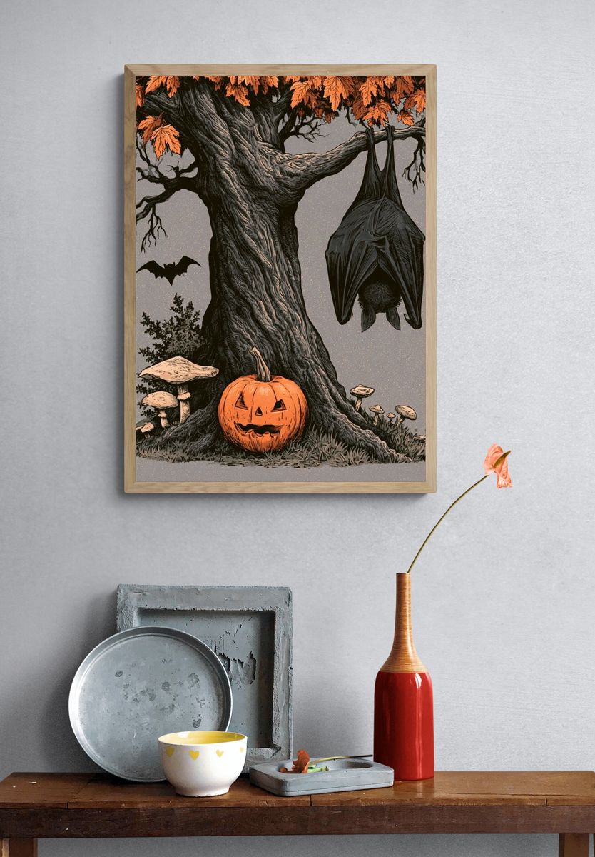 Halloween Tree Illustration Poster. — room view 3