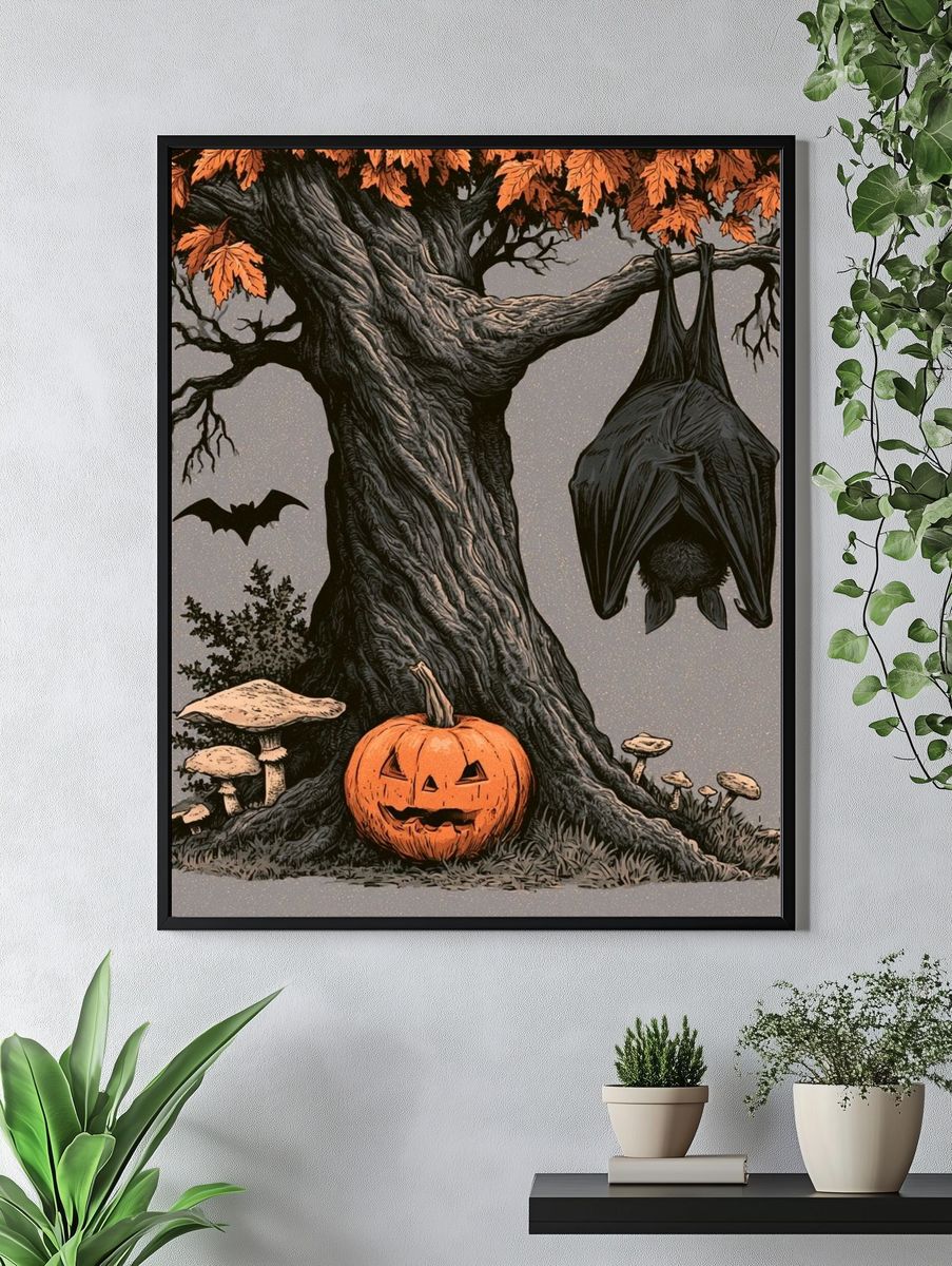 Halloween Tree Illustration Poster. — room view 4
