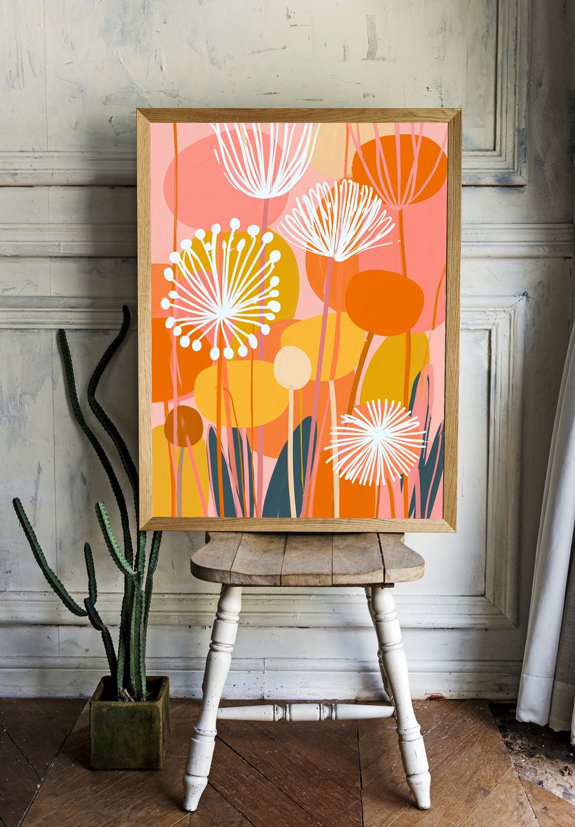 Abstract Floral Meadow Print. — room view 1