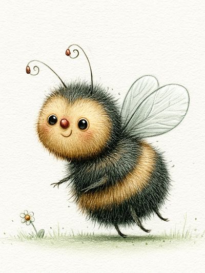 Cute Bumblebee Watercolor Print. poster