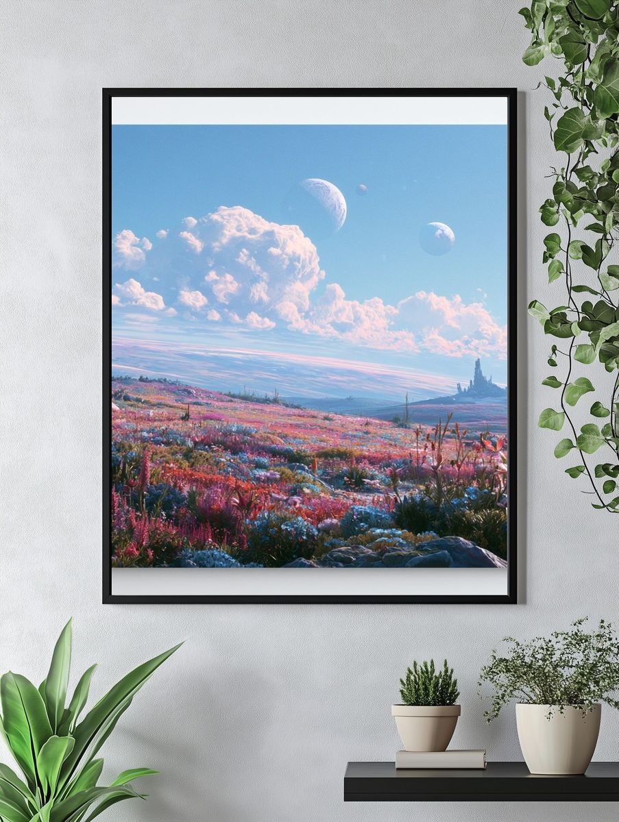 Dreamy Alien Meadow Landscape Print. — room view 4