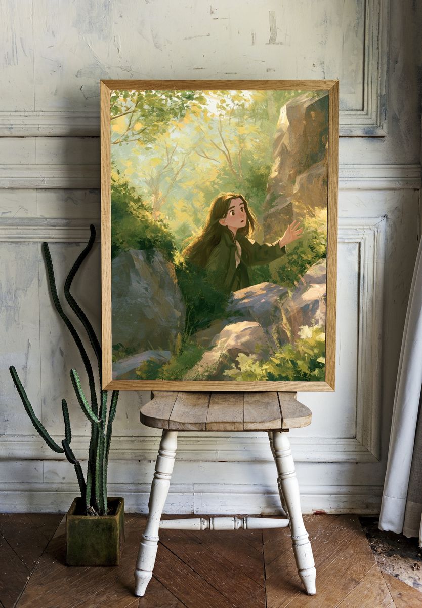 Forest Girl Illustration Poster. room preview