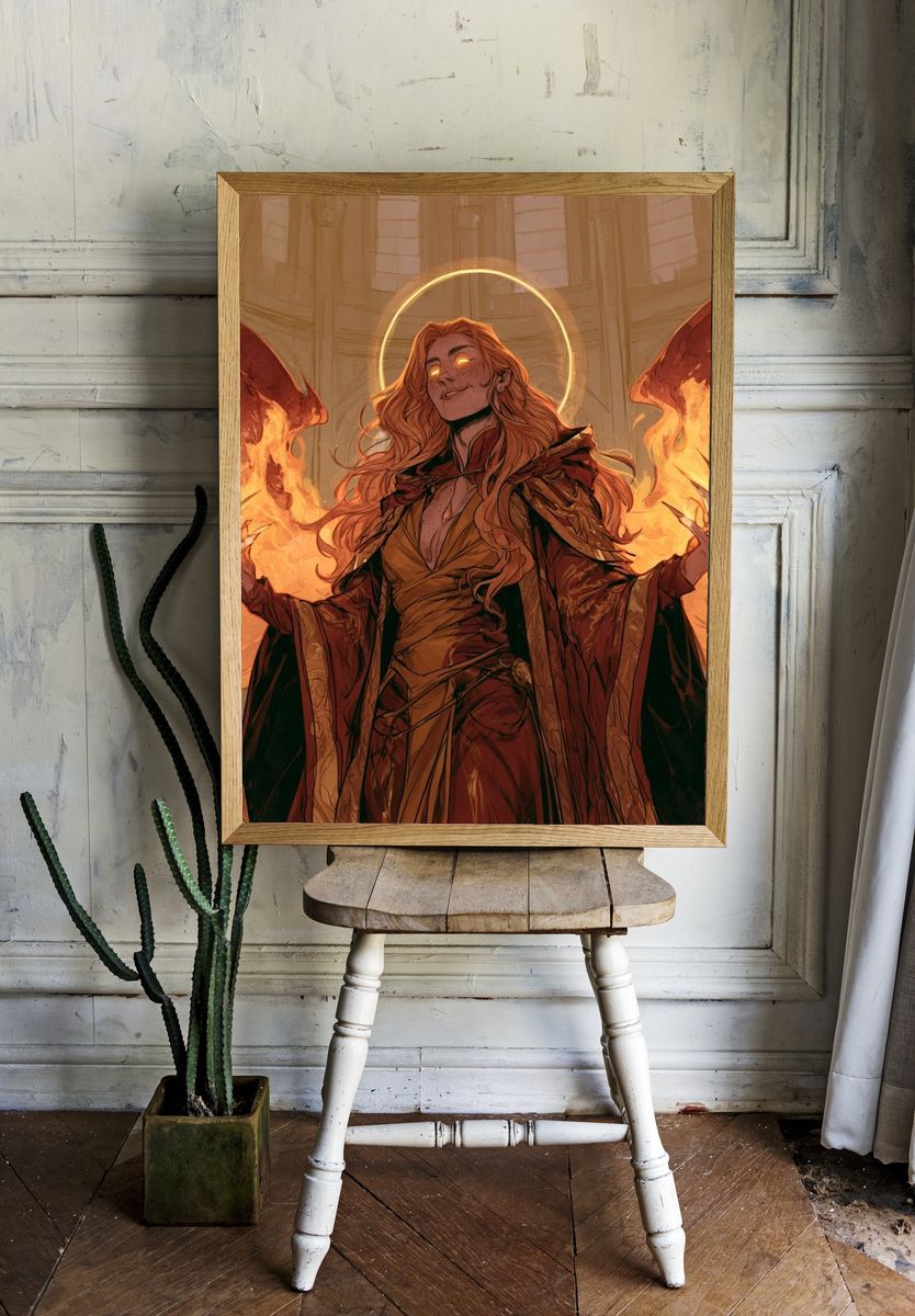 Fire Sorceress Digital Art Poster. — room view 1