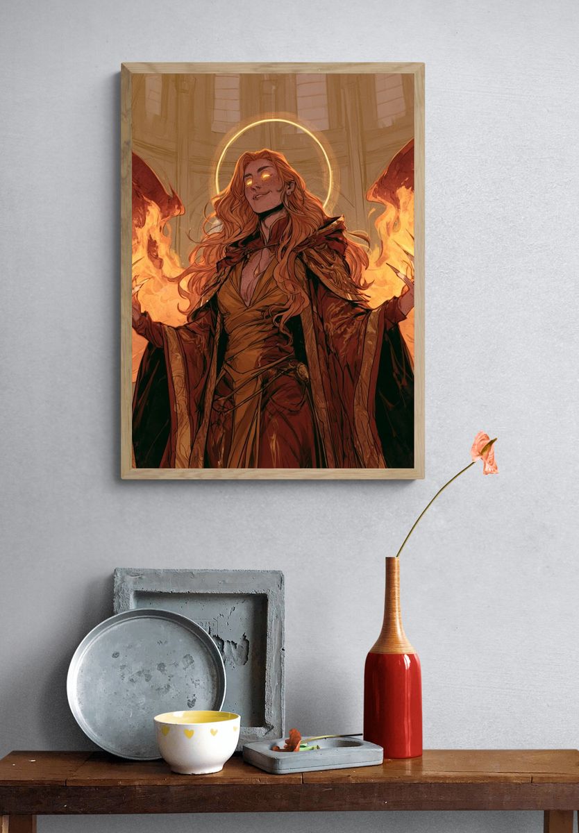 Fire Sorceress Digital Art Poster. — room view 3