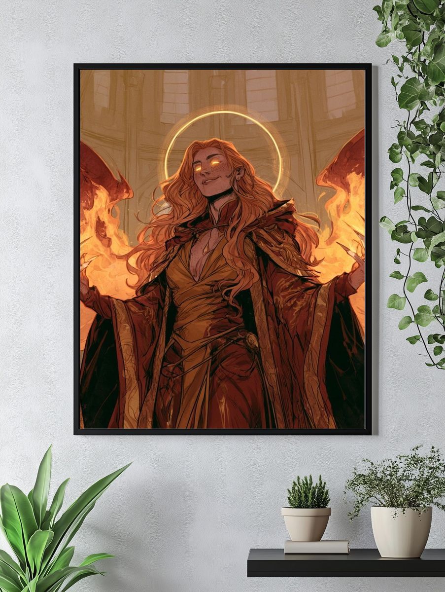 Fire Sorceress Digital Art Poster. — room view 4