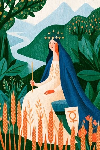 Mystic Mountain Goddess Illustration Poster. poster detail