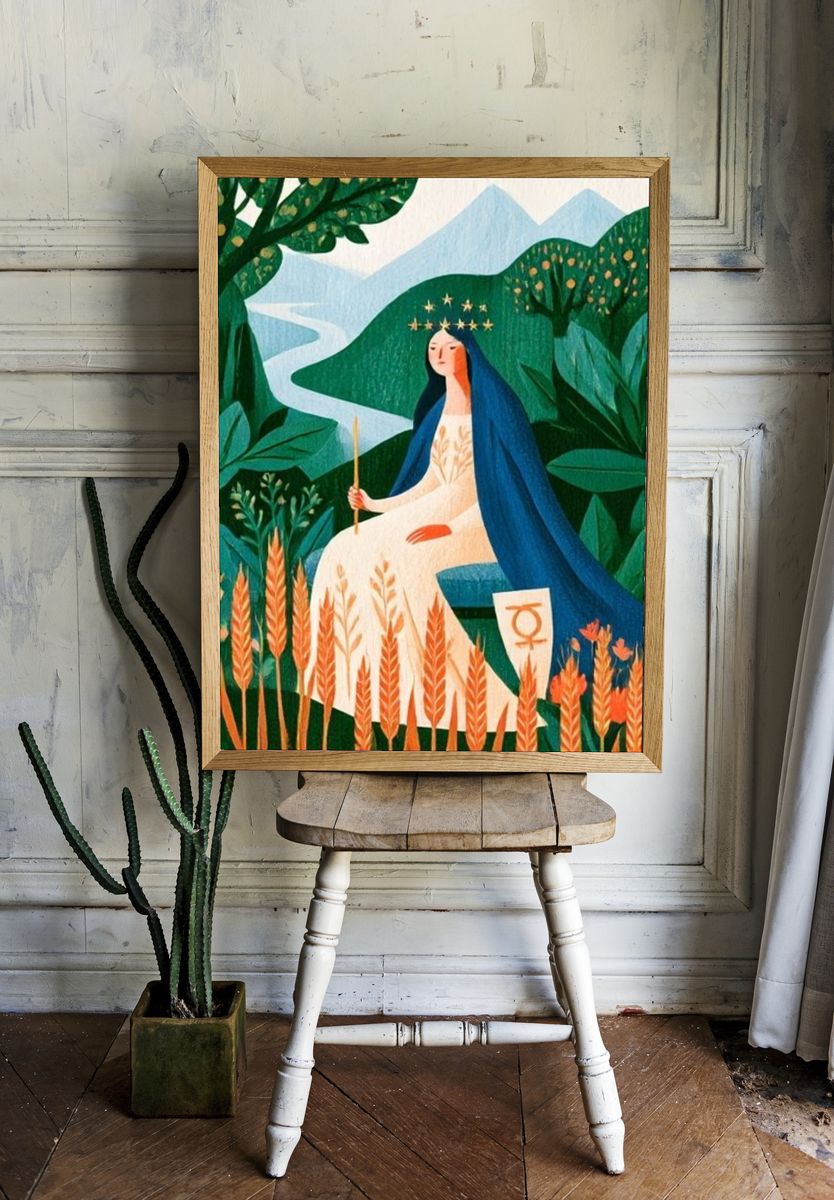 Mystic Mountain Goddess Illustration Poster. — room view 1