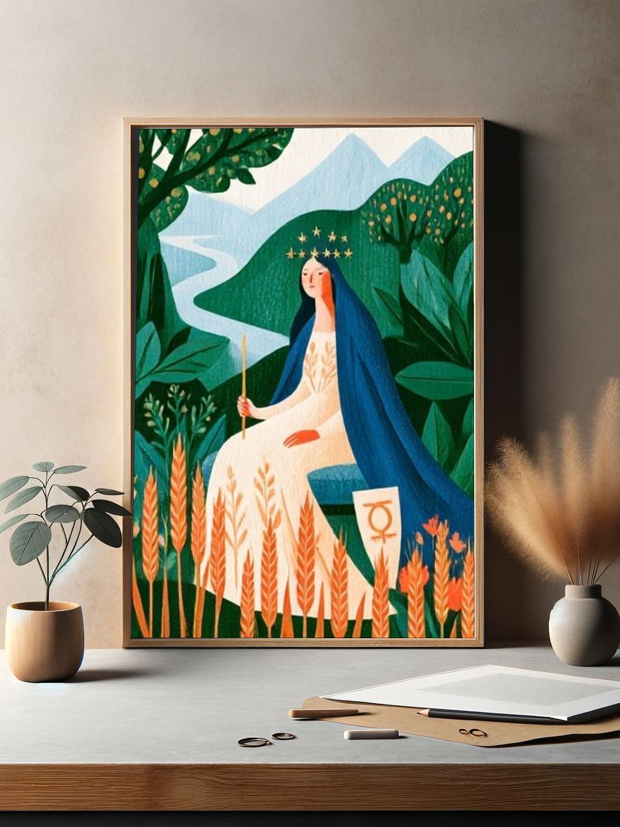 Mystic Mountain Goddess Illustration Poster. — room view 2