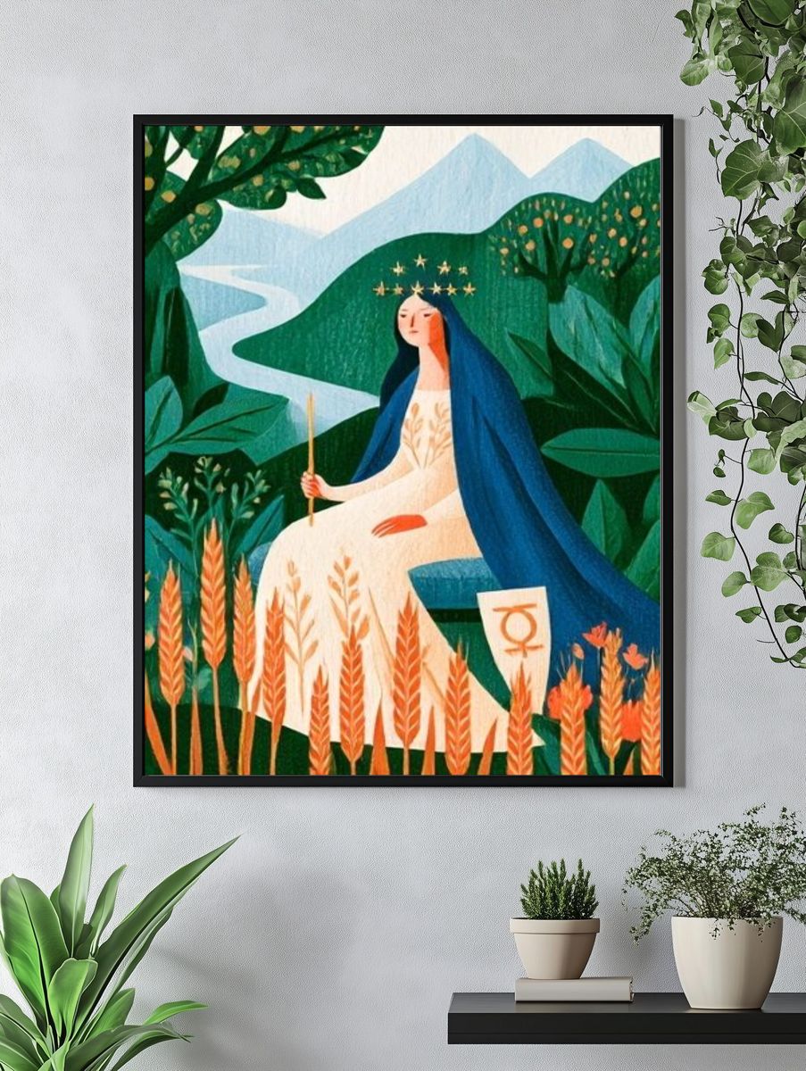 Mystic Mountain Goddess Illustration Poster. — room view 4