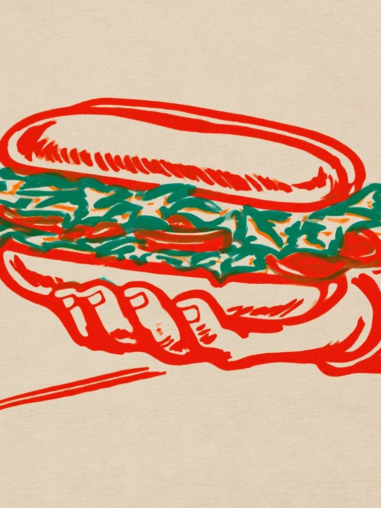Hand-Drawn Sandwich Illustration Poster. poster — illustration art