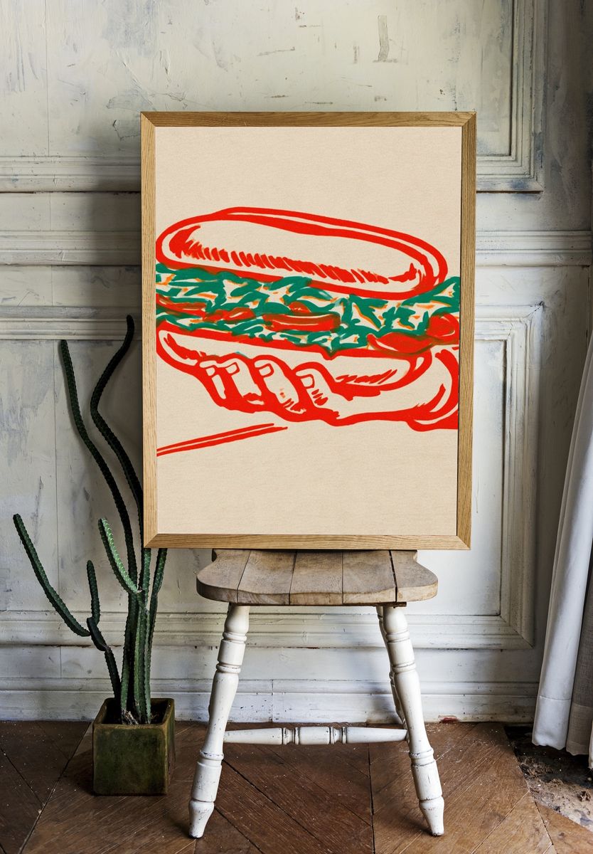 Hand-Drawn Sandwich Illustration Poster. — room view 1