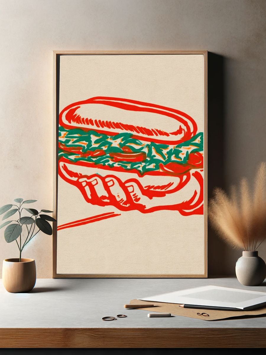 Hand-Drawn Sandwich Illustration Poster. — room view 2
