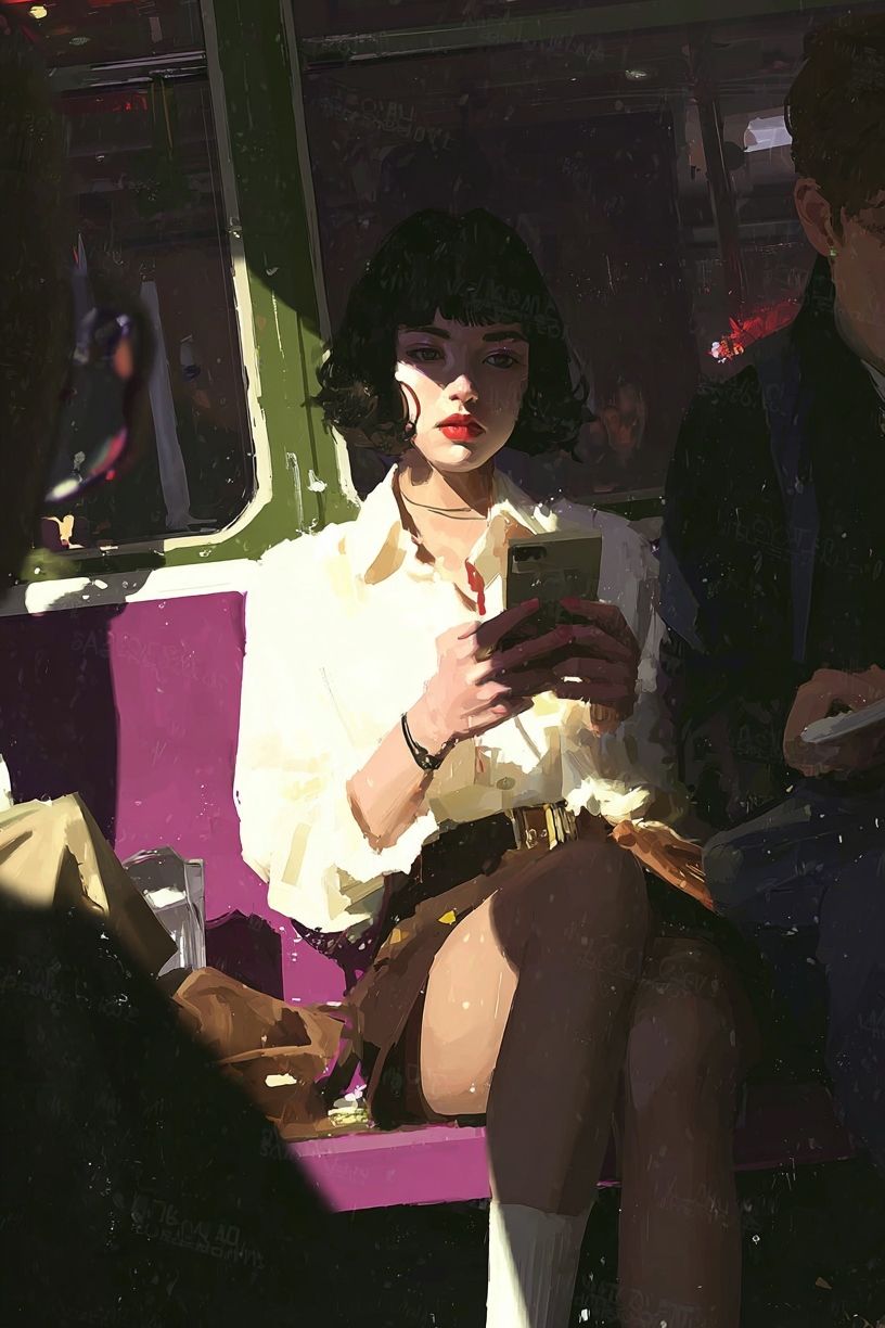 Subway Girl Portrait Print. poster detail