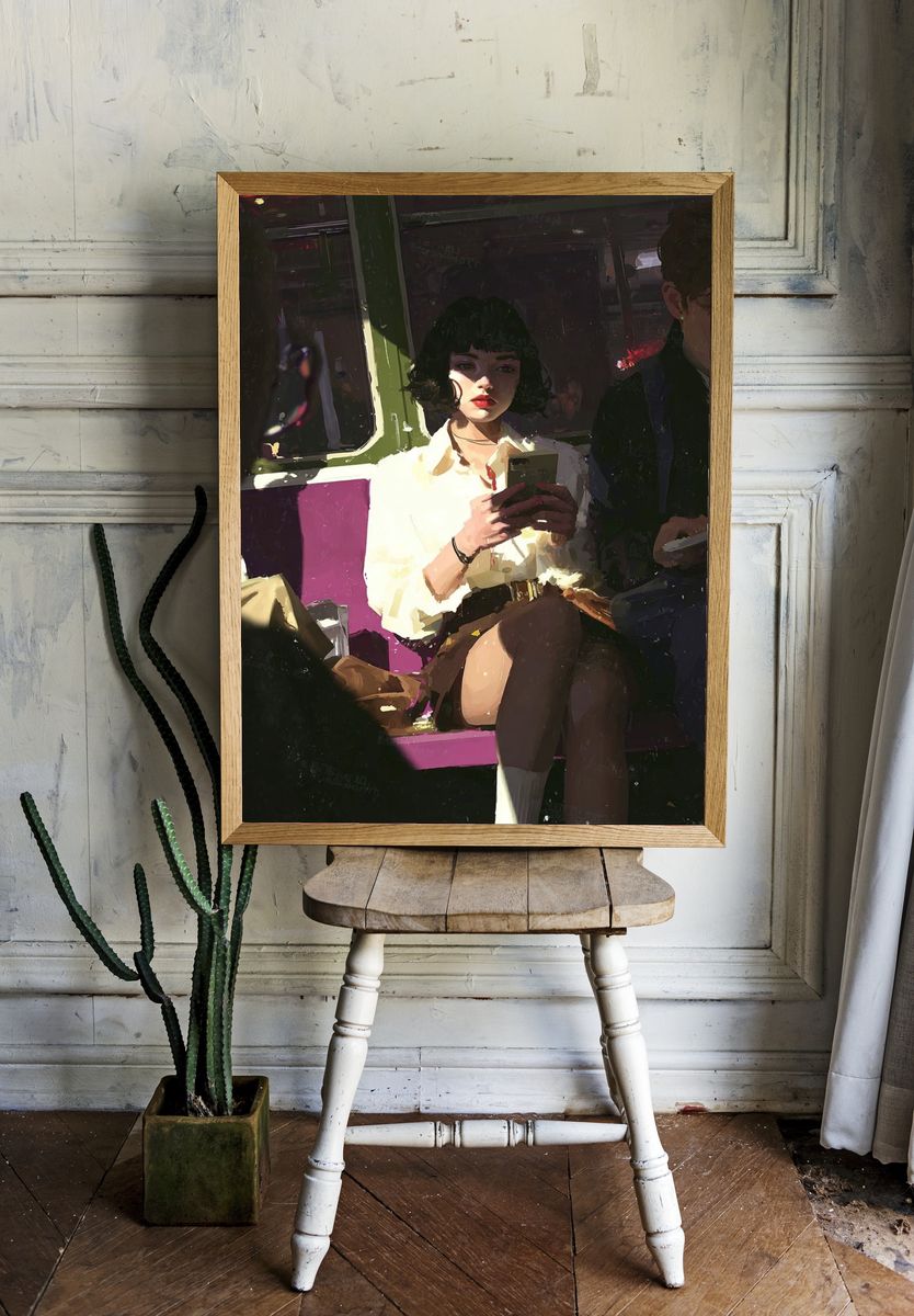 Subway Girl Portrait Print. room preview