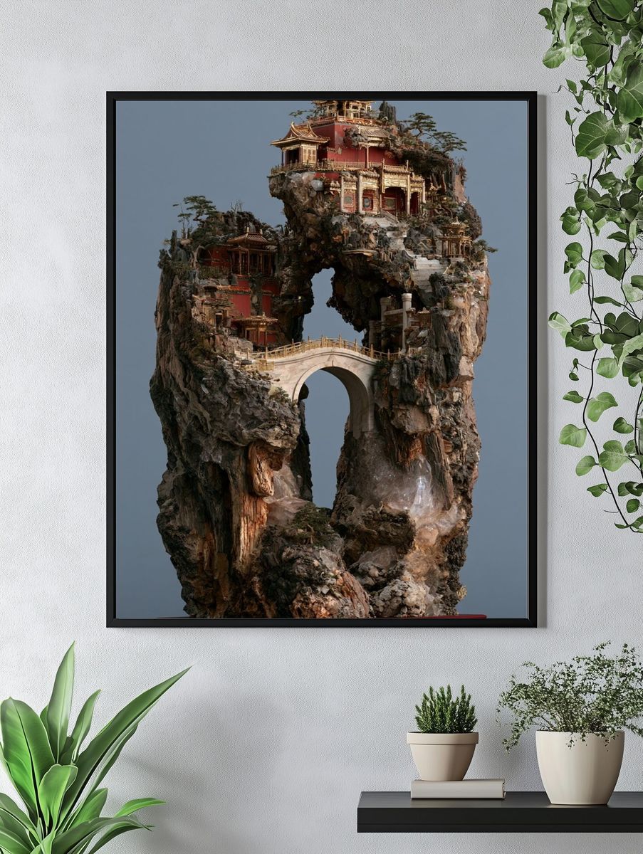 Floating Temple Rock Sculpture Print. — room view 4