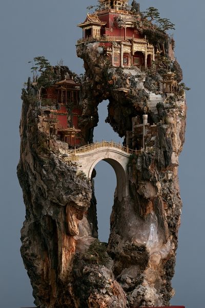 Floating Temple Rock Sculpture Print. poster