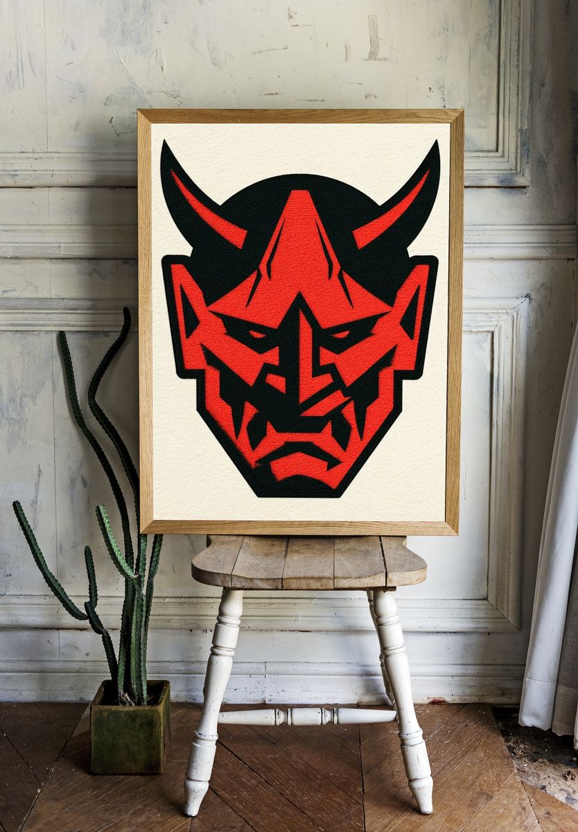 Demon Mask Illustration Poster. — room view 1